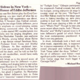 Sidran in New York in Honor of Eddie Jefferson - Review