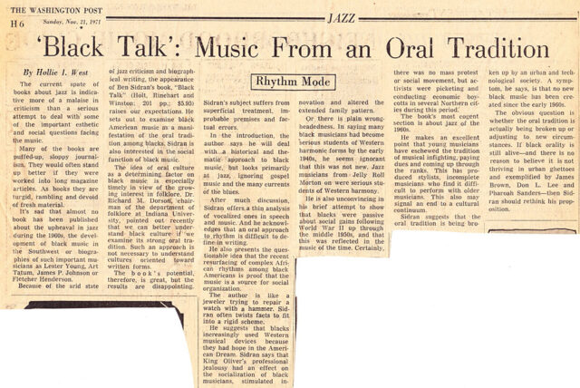 Black Talk: Music From an Oral Tradition - Review
