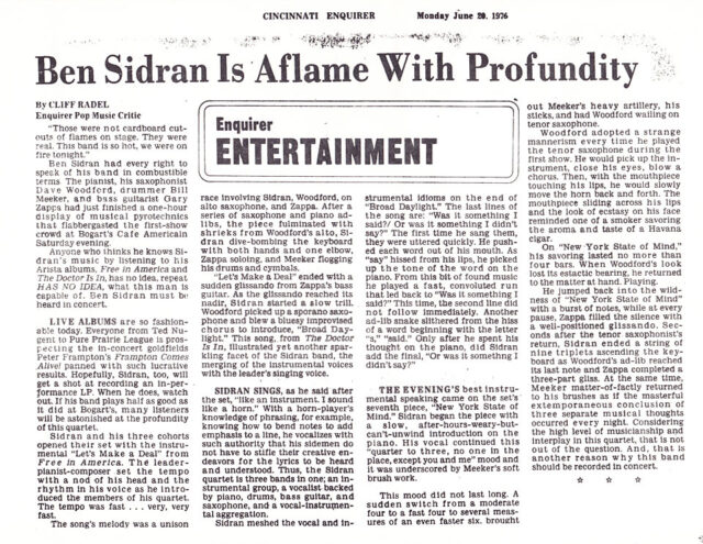 Ben Sidran Is Aflame With Profundity - Review