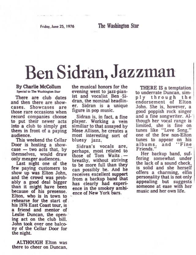 Ben Sidran, Jazzman - Review
