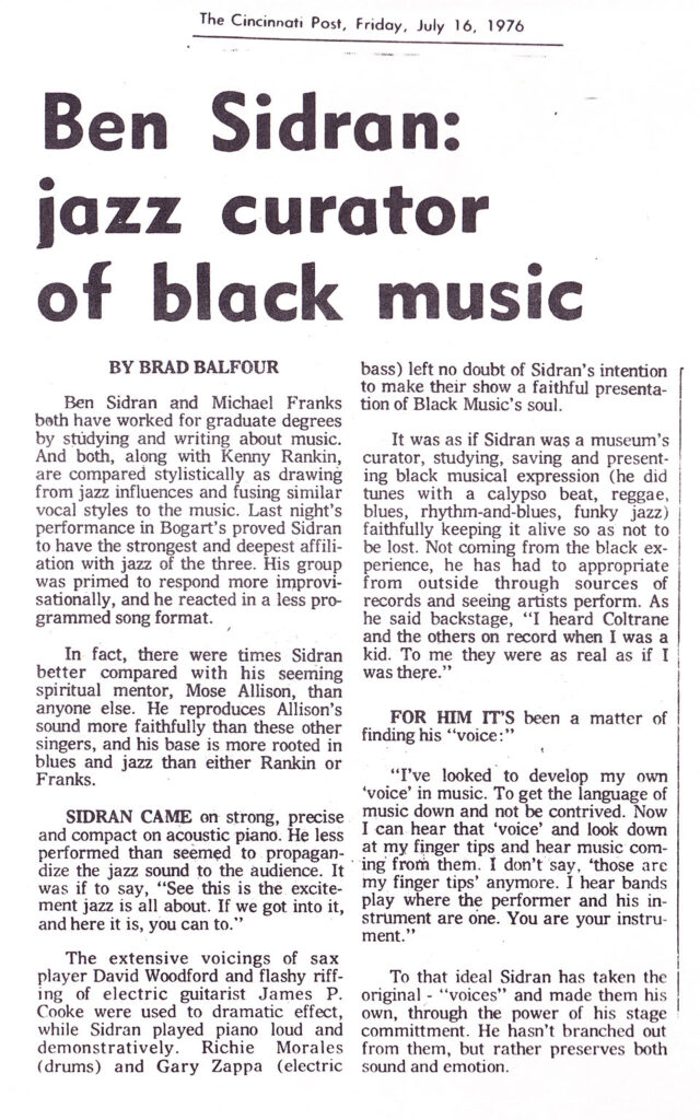 Ben Sidran: Jazz Curator of Black Music - Review