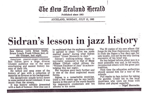 Sidran’s Lesson in Jazz History - Review