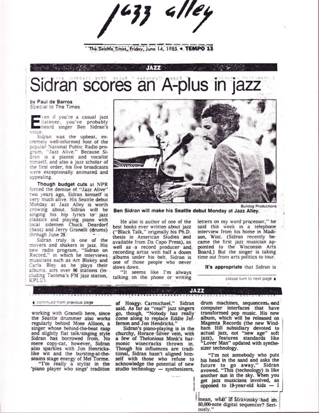 Sidran Scores an A+ in Jazz - Review