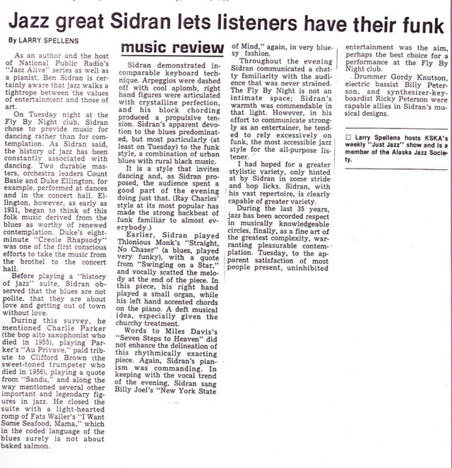 Jazz Great Sidran Lets Listeners Have Their Funk - Review
