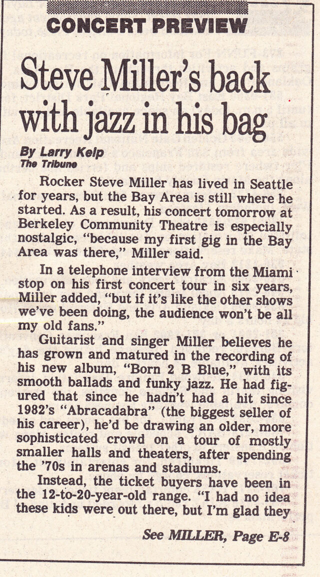 Steve Miller’s Back With Jazz In His Bag - Review
