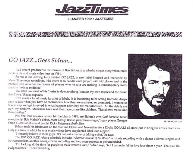 Go Jazz Goes Sidran - Review