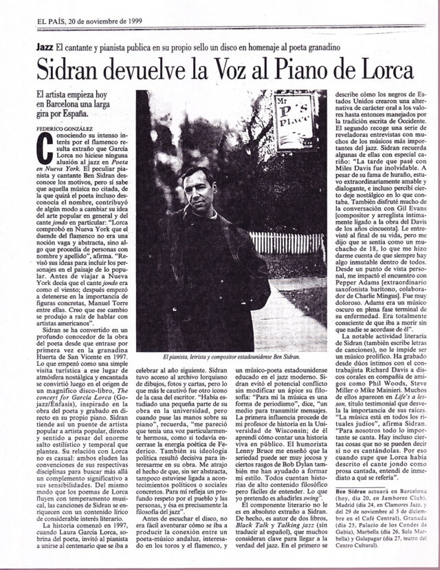 Sidran Devuelve la Voz al Piano de Lorca - Review