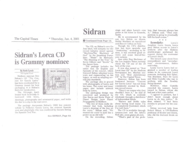 Sidran Lorca D is Grammy Nominee - Review
