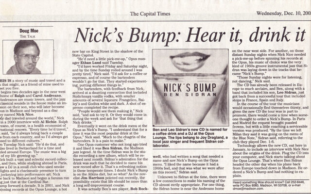 Nick’s Bump: Hear It Drink It - Review